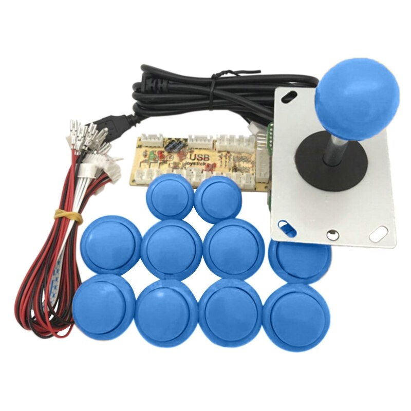 Joystick de arcada diy kit zero atraso usb codificador para pc ps3 sanwa joystick e botões para arcade mame: Azul