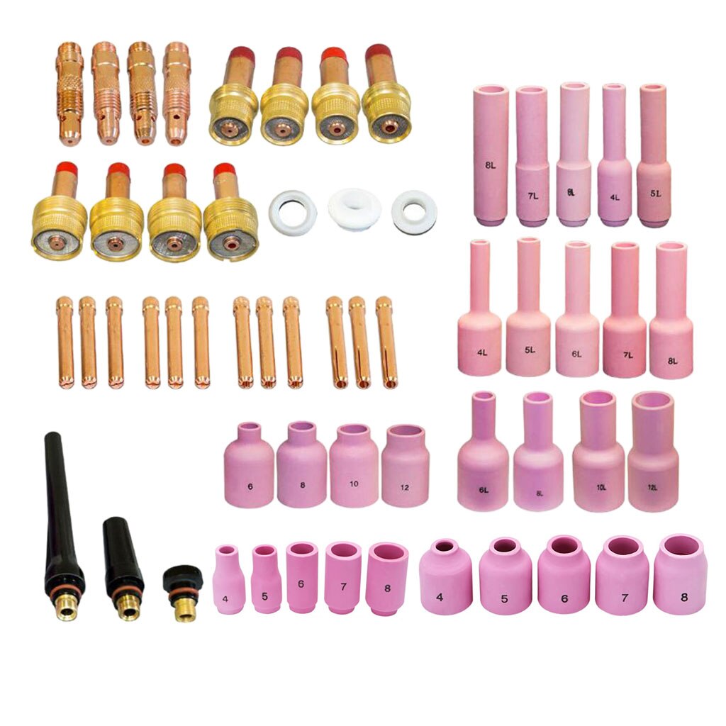 58pcs Full Set TIG Welding Torch 17/18/26 All-in-One Kit 040-1/16-3/32-1/8" T28B