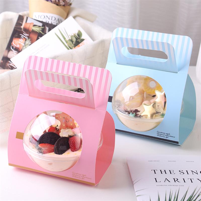 10pcs Disposible Cake Container Transparent Ball Shape Plastic Cake Container For Home Birthday Party Cake Shop Cake Box