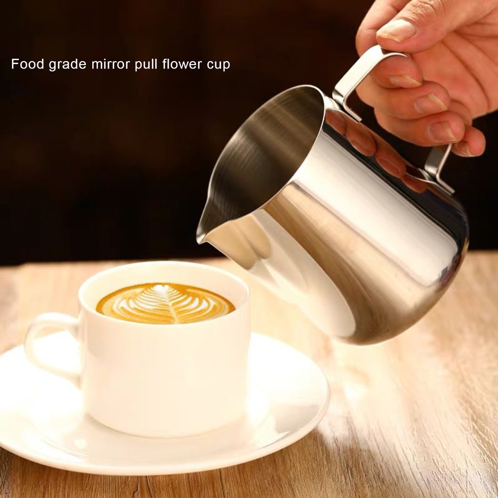 600ml Stainless Steel Frothing Coffee Pitcher Pull Flower Cup Espresso Cups Latte Art Milk Frothing Jug With Thermometer Sticker