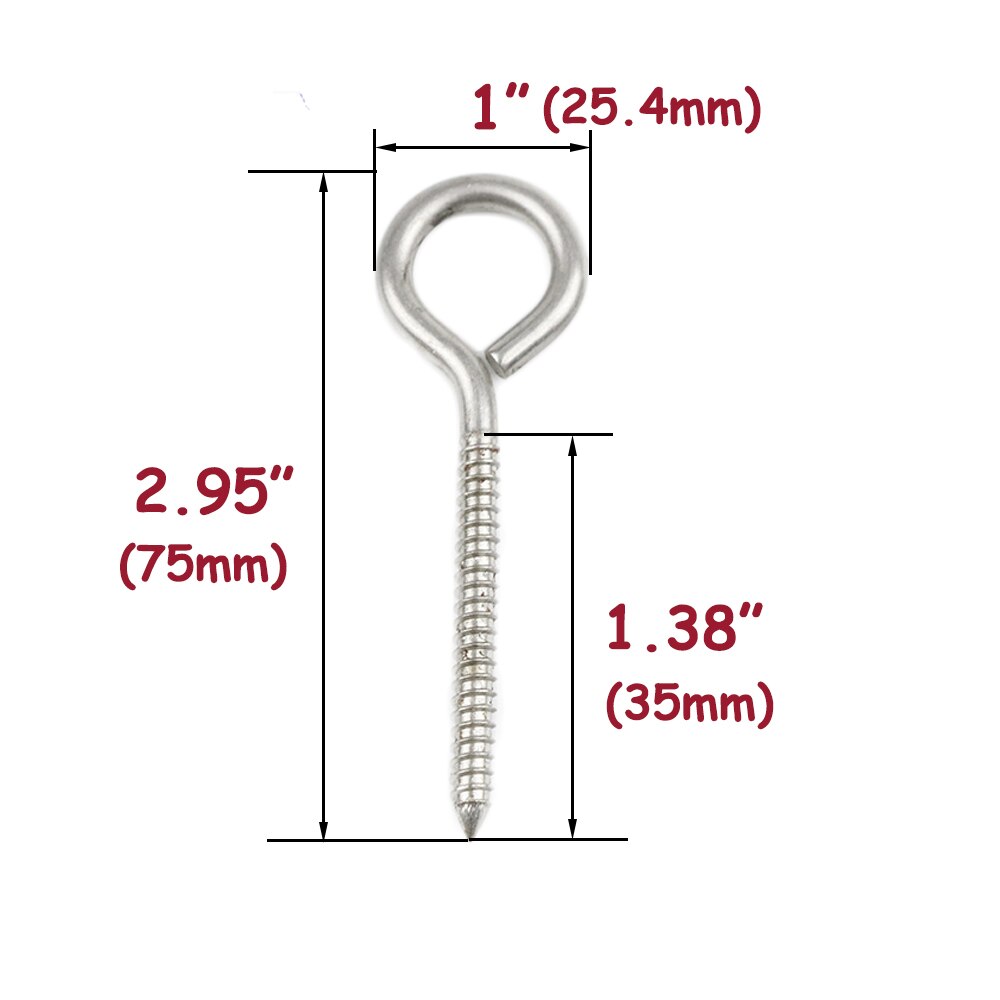 5/10/20pcs 316 Stainless Steel M5 Eye Screw Bolt Hook Eye Pins Hooks Eyelets Screw for DIY Home or Garden Wood Post Balusters