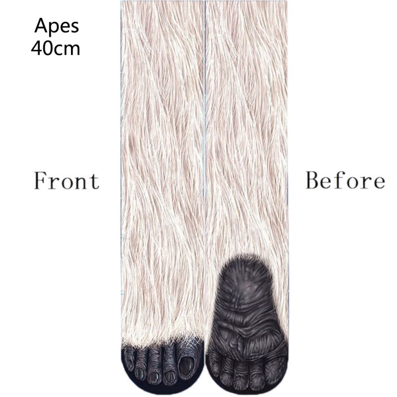 Neue 3D Druck Erwachsenen Tier Pfote Socken Unisex Crew Katze Lange Aktien Elastische Atmungsaktive Socke Hund Pferd Zebra Schwein Katze pfote