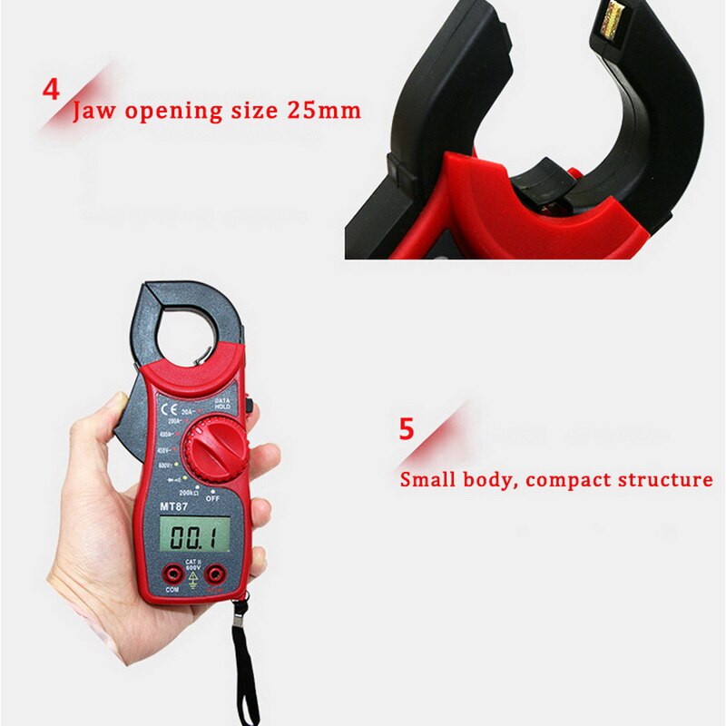 MT87 LCD Digital Clamp Meter Multimeters Voltmeter Ammeter Ohmmeter Portable Multi-function Tester Durable