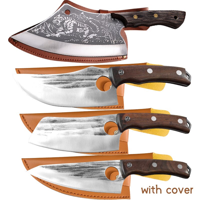 Kitchen Knife High Carbon Steel Butcher Meat Chopping Cleaver Knives Wenge Wood Handle Handmade Forged Chinese Chef Knife