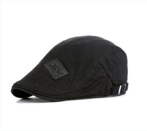 Gorra de algodón clásico para hombre, gorra Newsboy, gorra para conducir al sol, boina plana para caballero: Black