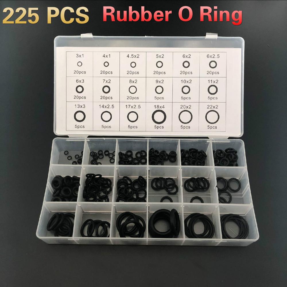 225 Pcs Rubber O Ring Ring Afdichtingen O-Ring Waterdichtheid Assortiment Verschillende Grootte Met Plactic Doos Kit Set