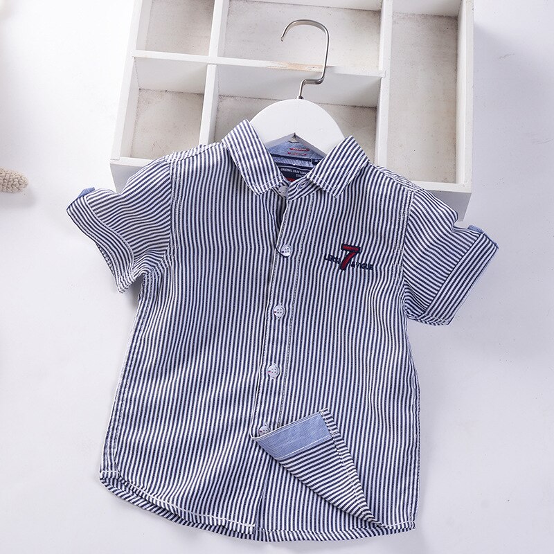 Boys S/S Newport Brown Striped Shirt