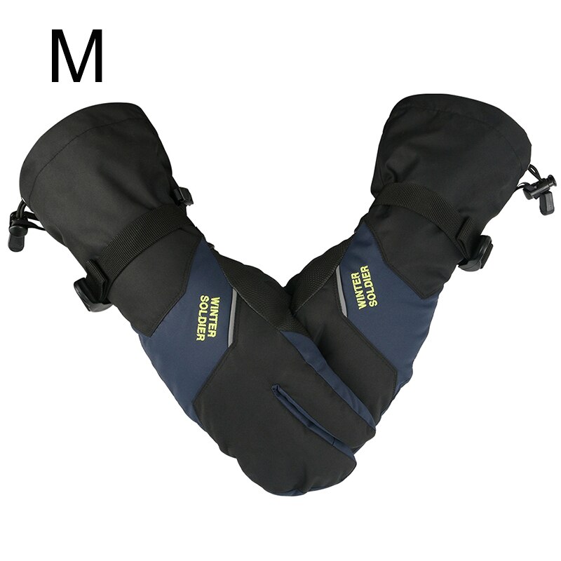 Mężczyźni kobiety 3 palce ekran dotykowy rękawice narciarskie wiatroszczelne długie nadgarstki zimowe ciepłe rękawiczki Snowboard dzieci wodoszczelne rękawice narciarskie: czarny / L