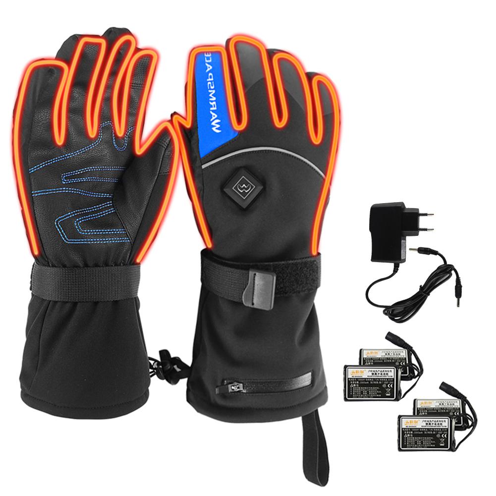 Unisex Heated Gloves Motorcycle Gloves Battery Powered Electric Heat Gloves Waterproof Winter Thermal Riding Skiing Gloves: EU M