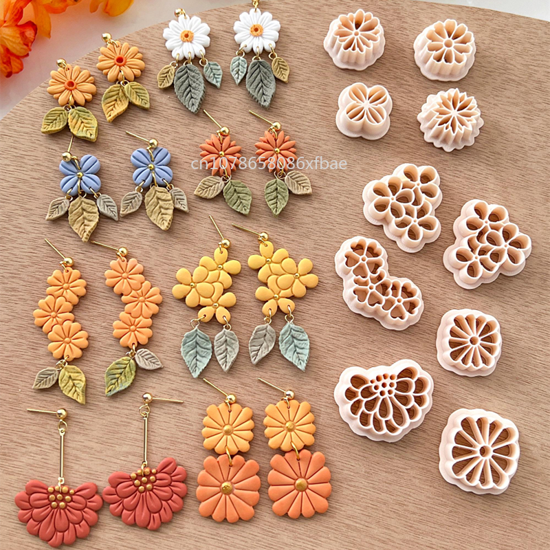 Nuevos cortadores de arcilla polimérica con forma de flor de primavera, arcilla colgante con forma Floral, pendientes DIY, joyería, fabricación de colgantes, herramientas de arcilla de cerámica