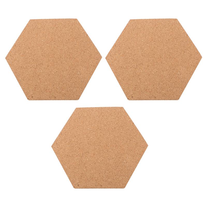 3 stk hexagon corkboard opslagstavle selvklæbende fotovæg til hjemmet stue præsentationstavler  (20 x 17.5 x 0.6cm)