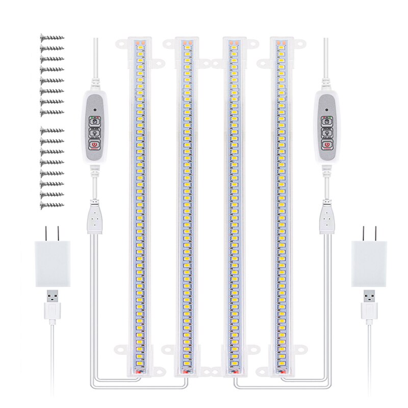 4pcs Led Grow Light Strips 40W Phytolamp For Plants Timer White Led Bars Full Spectrum Full Set Dimmable Phyto Lamp Hydroponic: EU