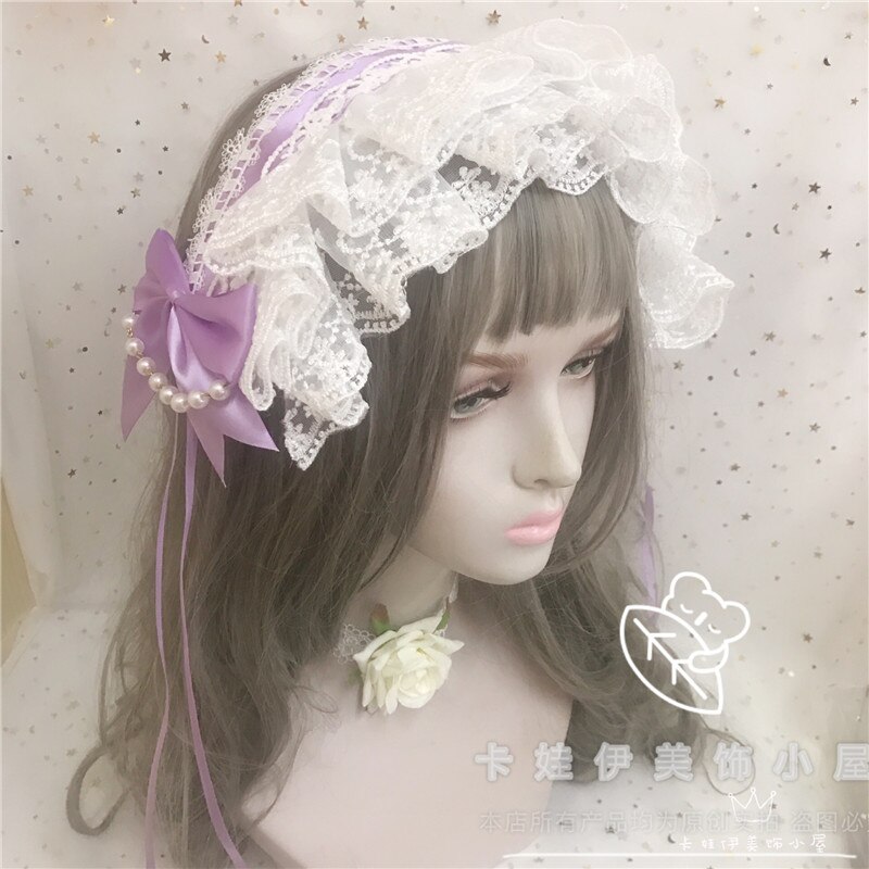 Thé fête ange poignée rue perle chaîne BNT japonais doux Lolita bandeau cheveux épingle à cheveux nœud dentelle douce soeur princesse chapeaux: 09