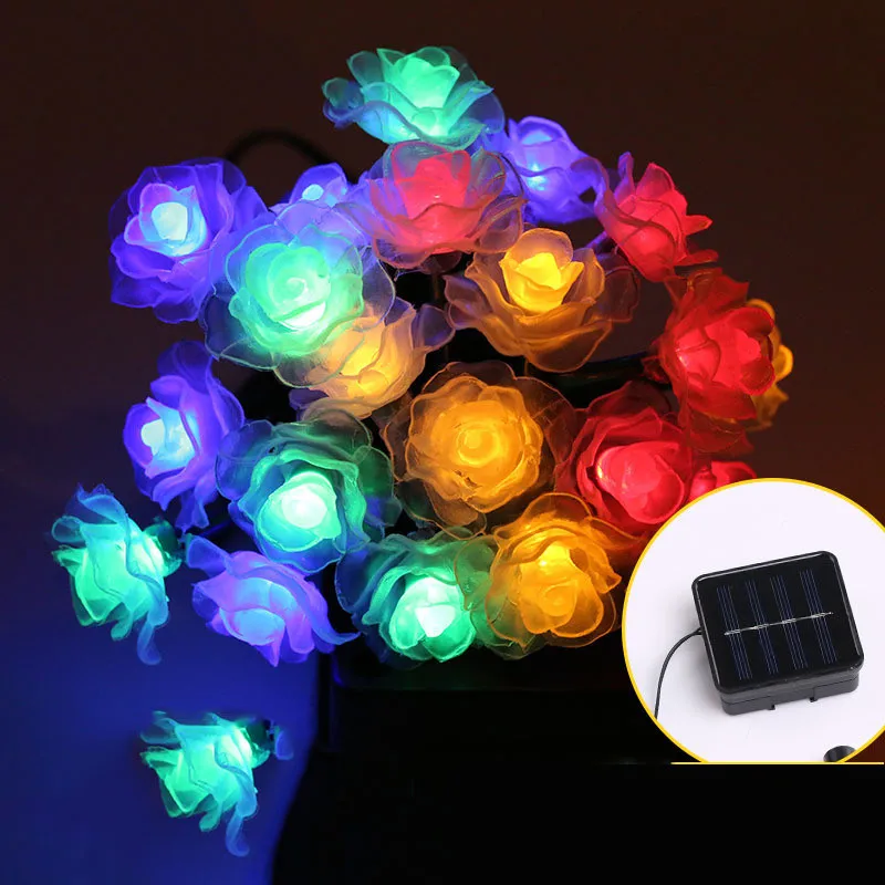 Led-solcellelampe solcelledrevet hagelys jul utendørs dekorasjonslys hage sommerfuglrose dekorativt lys utendørs kranslys: Havblått / 11-15w