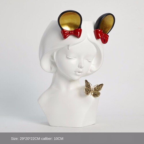 Harpiks gevir jente liten vase enkel stil menneskelig ansikt vase dekorasjon stue soverom blomsteroppsats tørket blomster hjem: Musørene-l -2