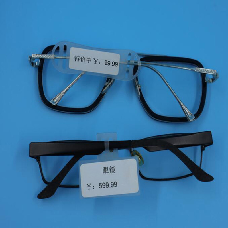 Étiquettes à enfiler pour lunettes, cadre optique, Base pour lunettes, coulissant sur le prix, bijoux, bande souple, support en plastique, 50 pièces