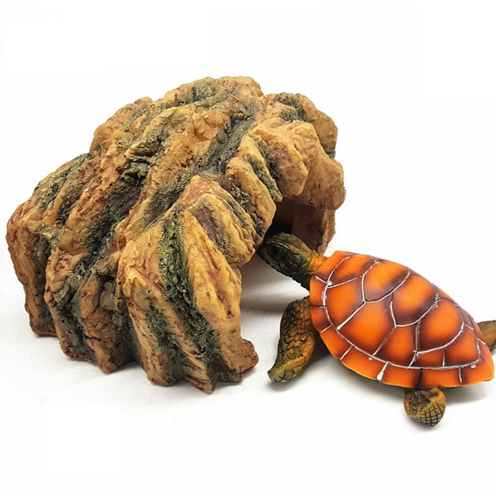 Pet Products Aquarium Decor Cute Pet Turtle Climbing Hill Roof Terrace Floating Island Aquarium Turtle Hide Cave Tree Holes