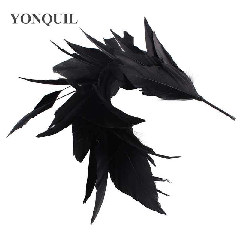 Nuevos y hermosos ramilletes de boda de plumas de pavo, manualidades de plumas para tocado, sombrero DIY, tocado, accesorios de decoración, longitud 25CM: Negro
