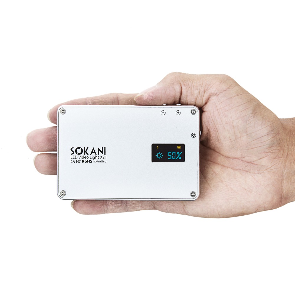 Sokani  x21 led på kamera video lys lommestørrelse oled skjerm bygget  in 1600 mah batteri for sony nikon canon vs aputure al -m9