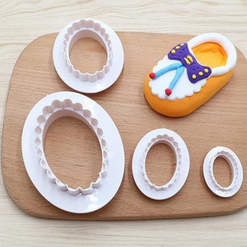 Ovale Cookies Cutter Pastry Tool Plastic Fondant Cakevorm Decorating Mould Bakken Accessoires 4 Stks/set
