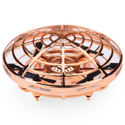 Induction Suspension UFO Aircraft Flying Toys Gesture Sensor Smart Flying Saucer with LED Lights Mini Aircraft play: Gold