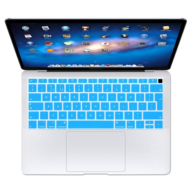 MacBook Air 13 A1932 Keyboard Protector - Silicone Euro Layout Dustproof Waterproof Skin: Sky Blue
