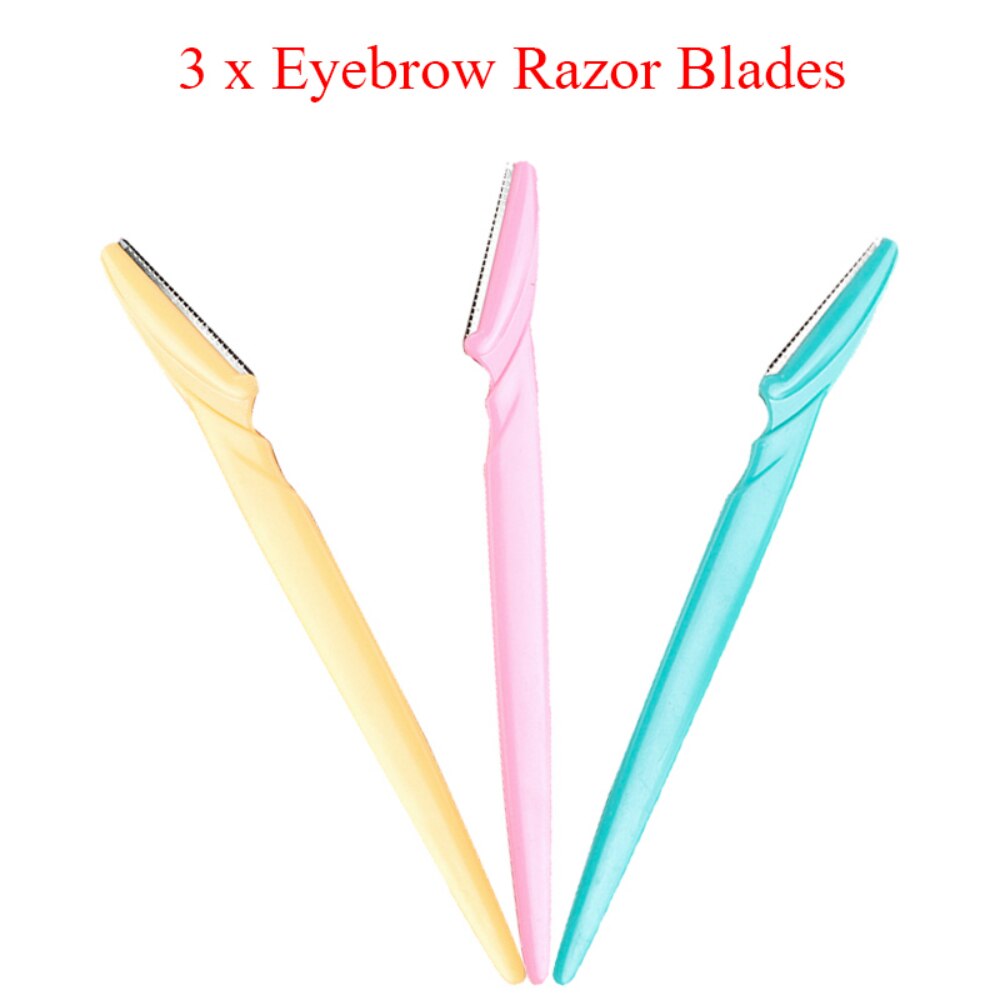 Afeitadora de cejas para mujer, cortador de vello Facial, afeitadora de cejas, cuchillo de maquillaje, cuidado Facial, 3 unids/set por Set