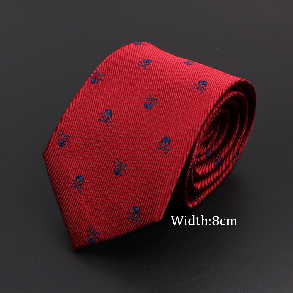 décontracté crâne cravates pour hommes classique mince 8cm Polyester cravates homme cravate pour hommes mariage marié cravate d'affaires: 5