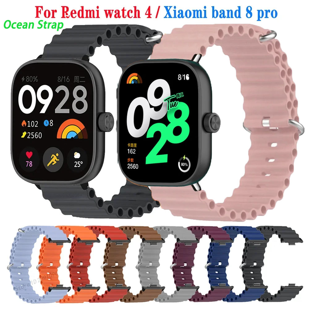 Ocean silikonrem til redmi watch 4 armbånd klokkerem armbånd til xiaomi band 8 pro erstatningsrem tilbehør correa