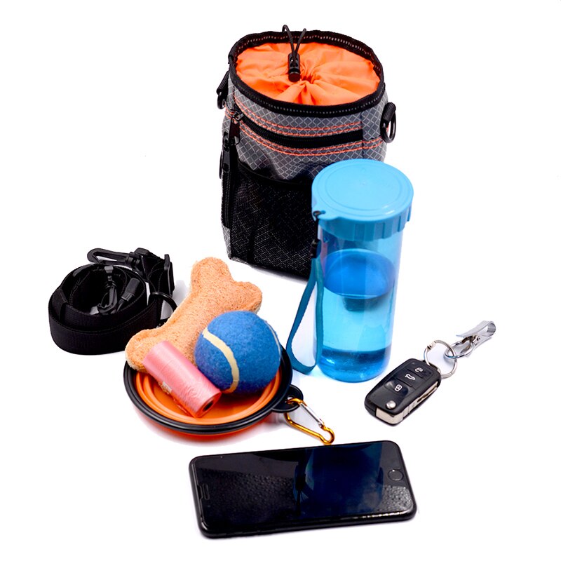 Dog Treat Training bag with Poop Bag Dispenser Pet Dog Walking Food Treat Snack Bag Outdoor Agility Bait Training Pockets