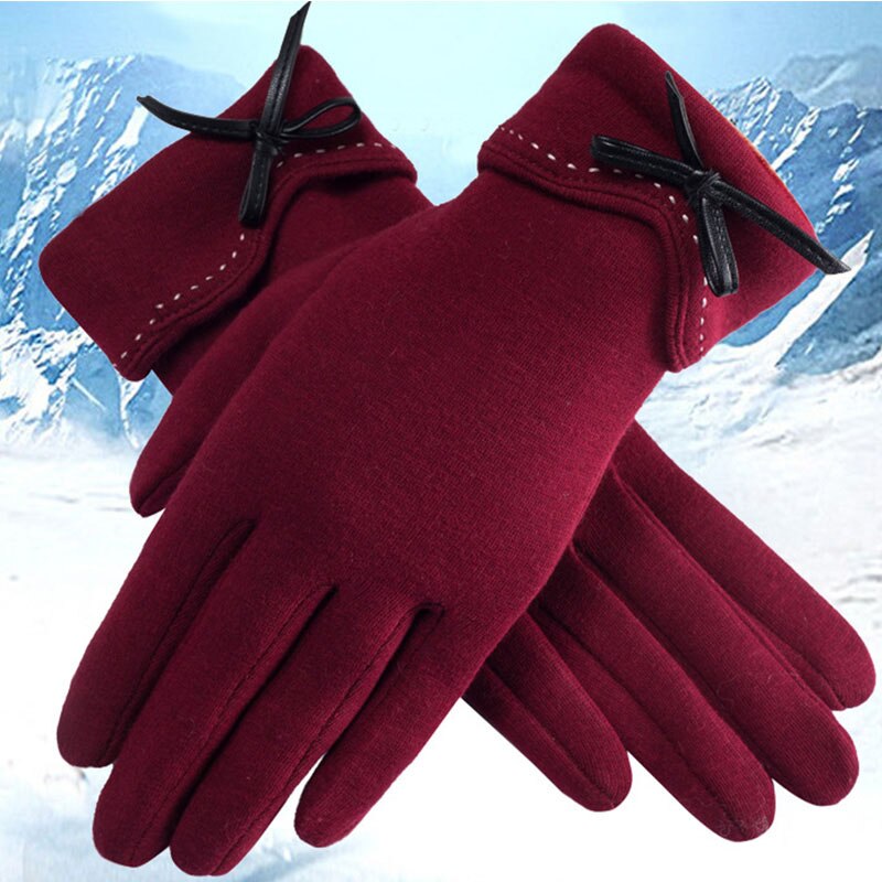 Elegante Plüsch Frauen Handschuhe Herbst Winter Warme Handgelenk Fäustlinge Weiblichen Fahren Handschuhe guantes mujer luvas de inverno: Stil 5 Wein rot