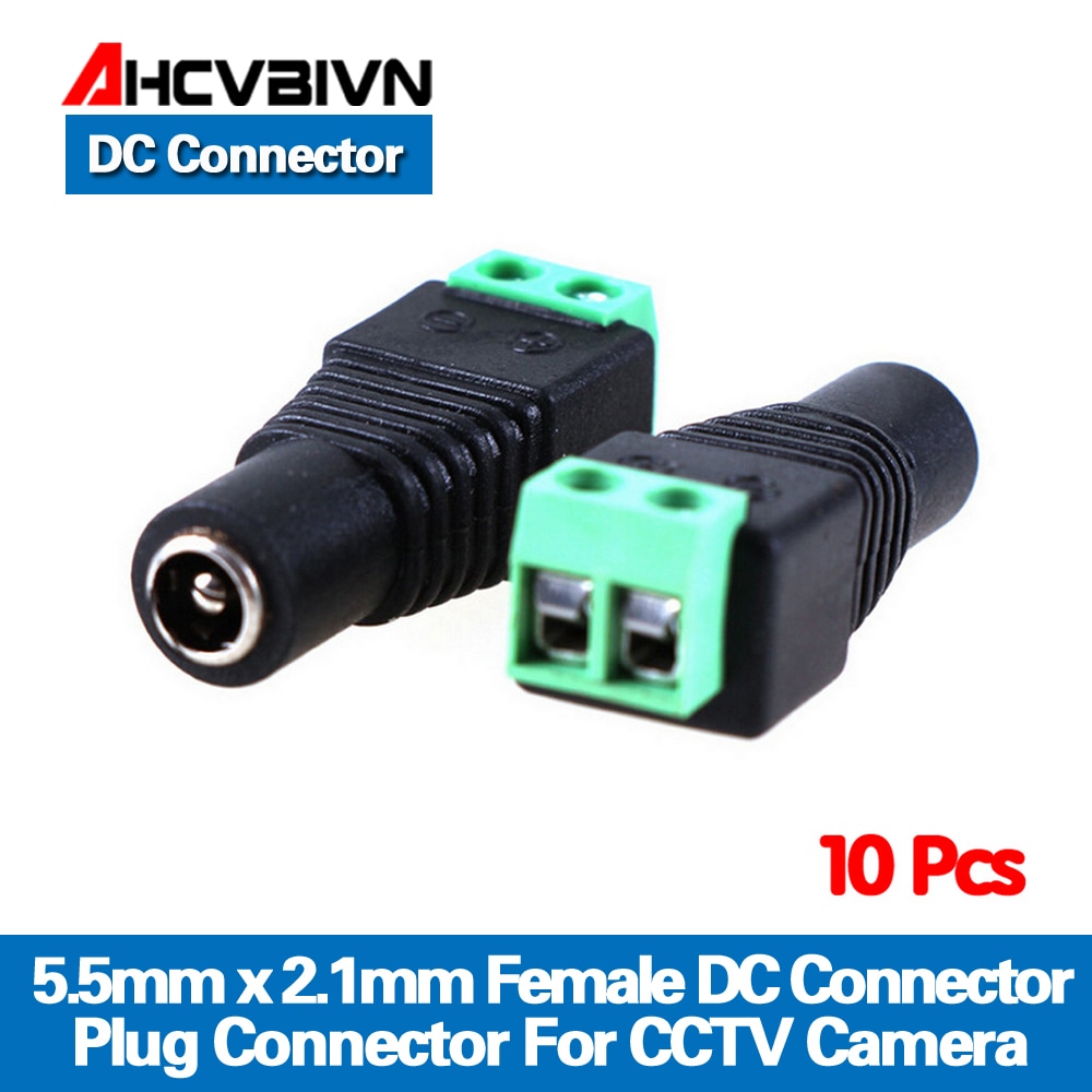 AHCVBIVN 10Pcs 2.1x5.5mm DC Power Female Plug Jack Adapter Connector Plug voor CCTV DVR LED Strip licht