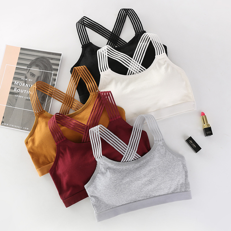 Soutien-gorge de sport Yoga pour femmes, Anti-choc, Sexy, enveloppé dans le dos, poitrine, ceinture respirante, coussin de poitrine, coton Anti-éblouissement