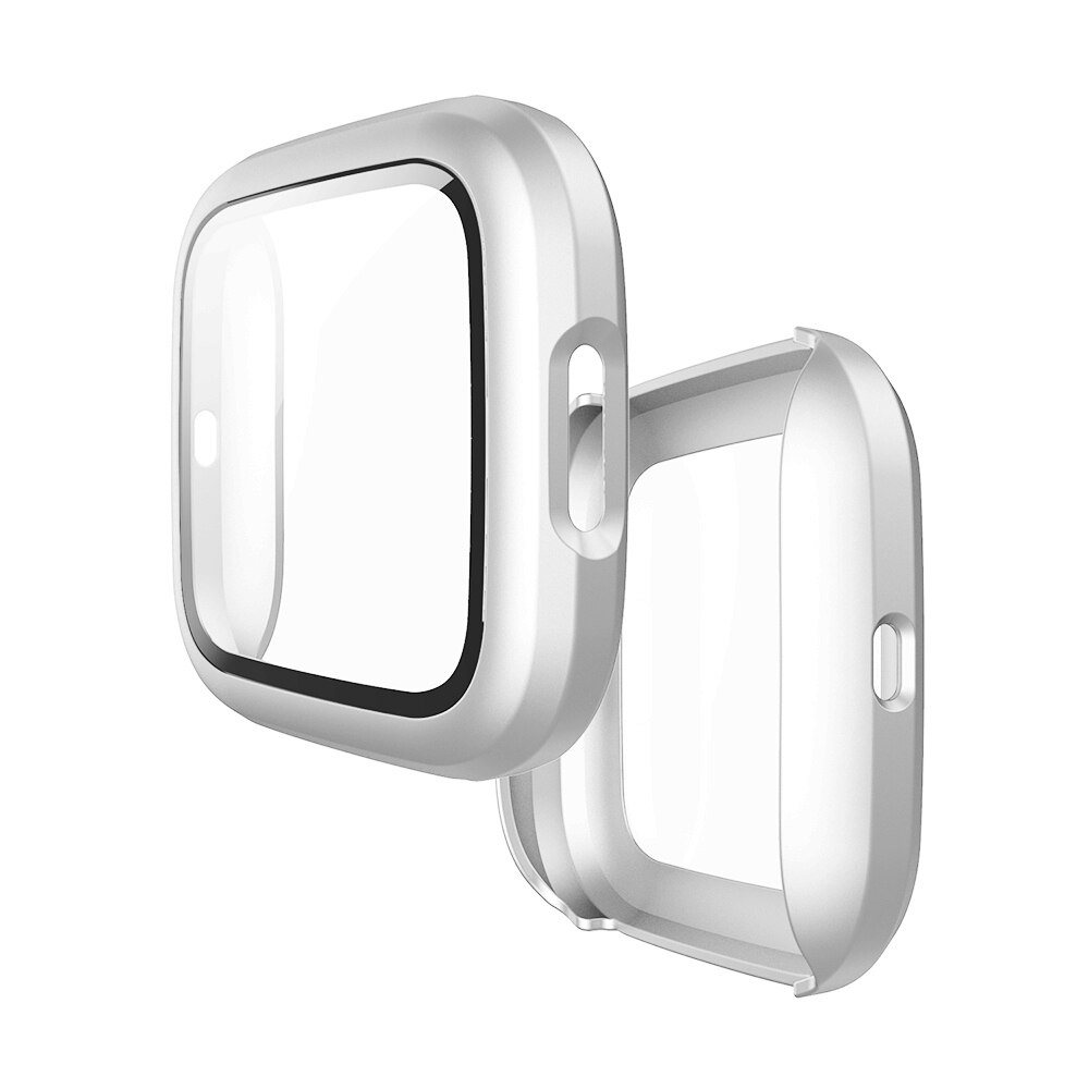 Volledige Cover Glas Case Voor Fitbit Versa 2 Hard Pc Plated Screen Protector Robuuste Beschermende Cover Voor Fit Bit Versa 2 Horloge: white