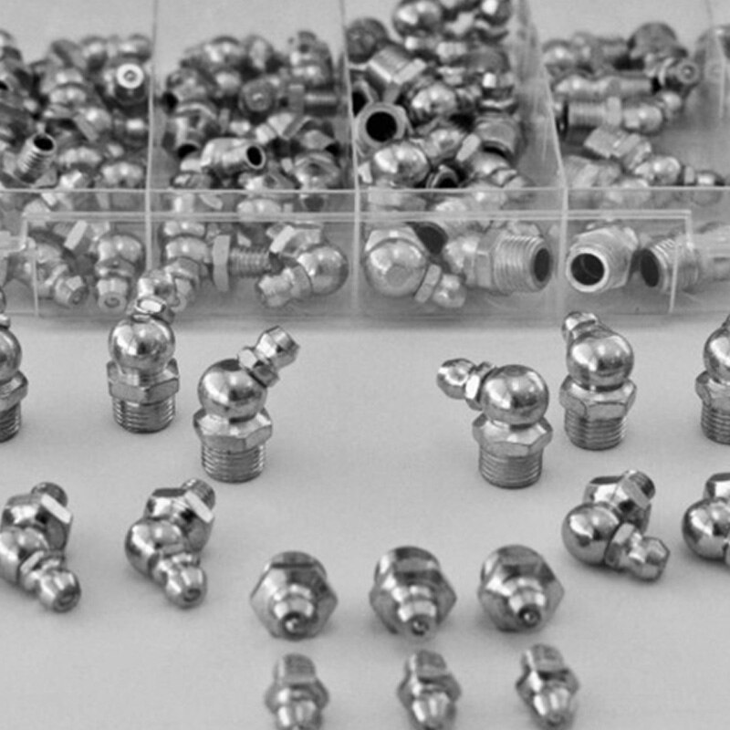 Butter Mouth Set,Metric Hydraulic Zerk Grease Fittings Assortment Kit,123Pcs ( M6 M8 M10 Metric)