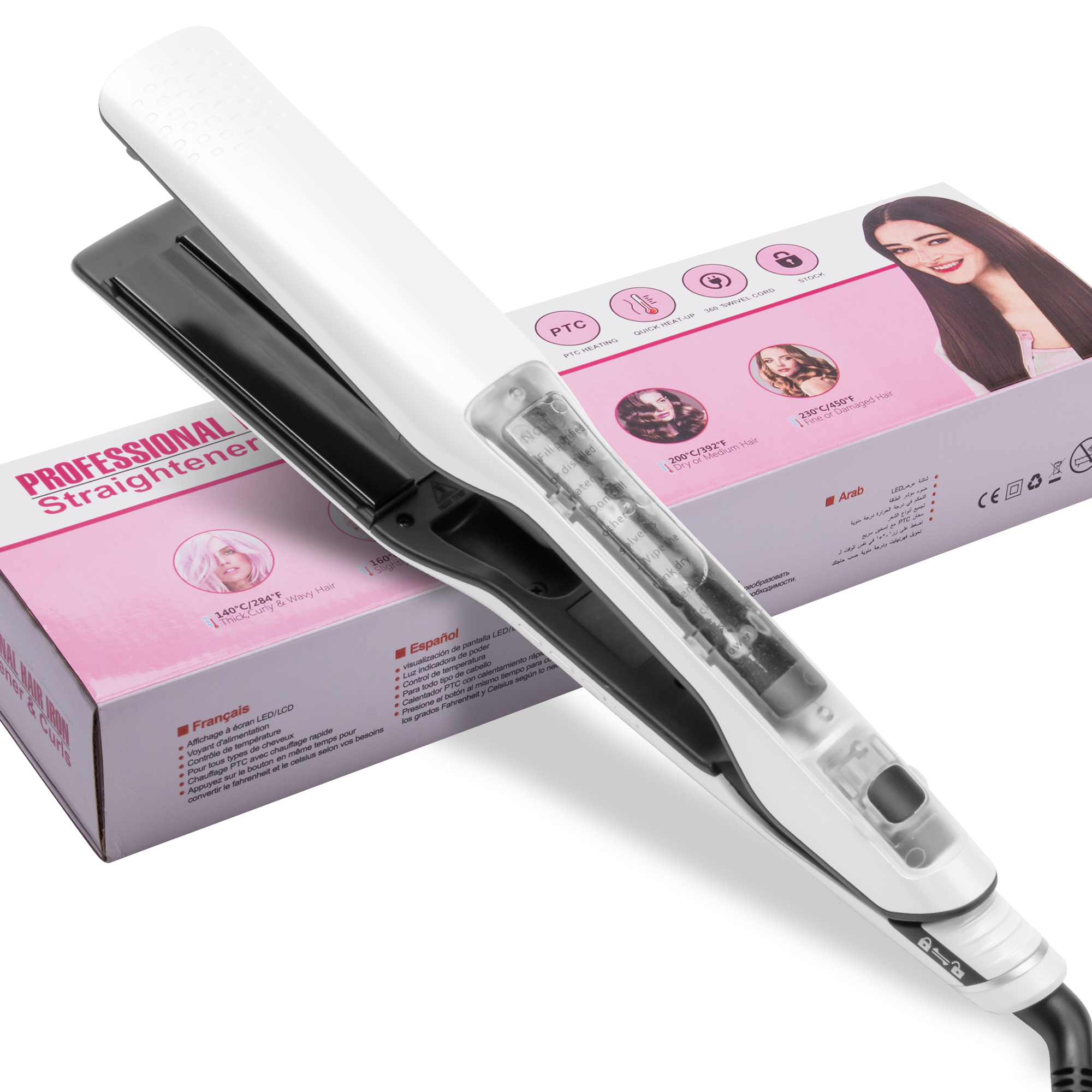 Steam Hair Straightener Salon Nano Titanium Ceramic Steam Flat Iron Hair Straightening Irons for Smooth: EU