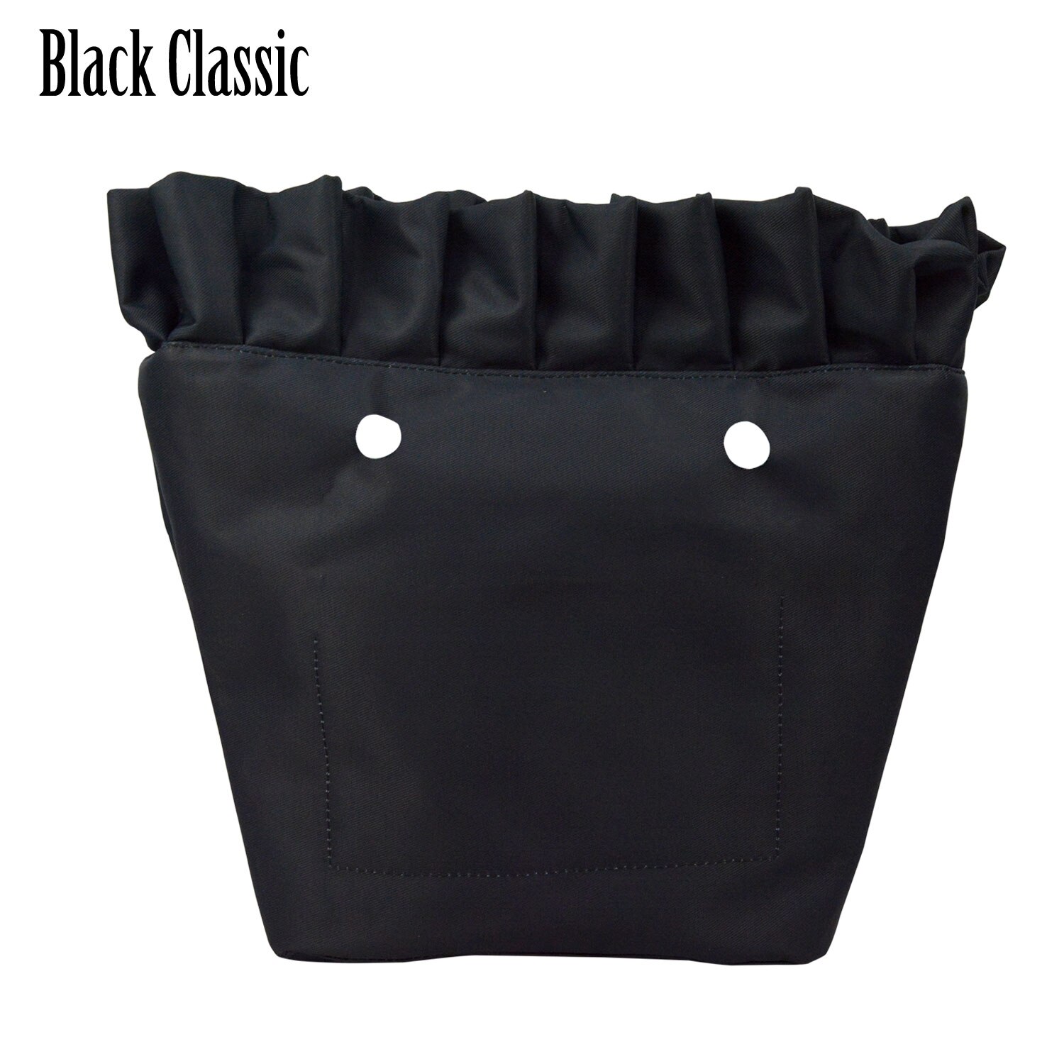 Tanqu Frill Pleat Soild Fabric Waterproof Inner Lining Insert Zipper Pocket for Classic Mini Obag Inner Pocket for O Bag: black classic