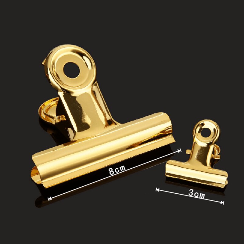 1Pc 30 75MM Round Metal Grip Clips Gold Bulldog Book Clip Stainless Steel Ticket Clamp Photo Holder Office Stationery Supplies