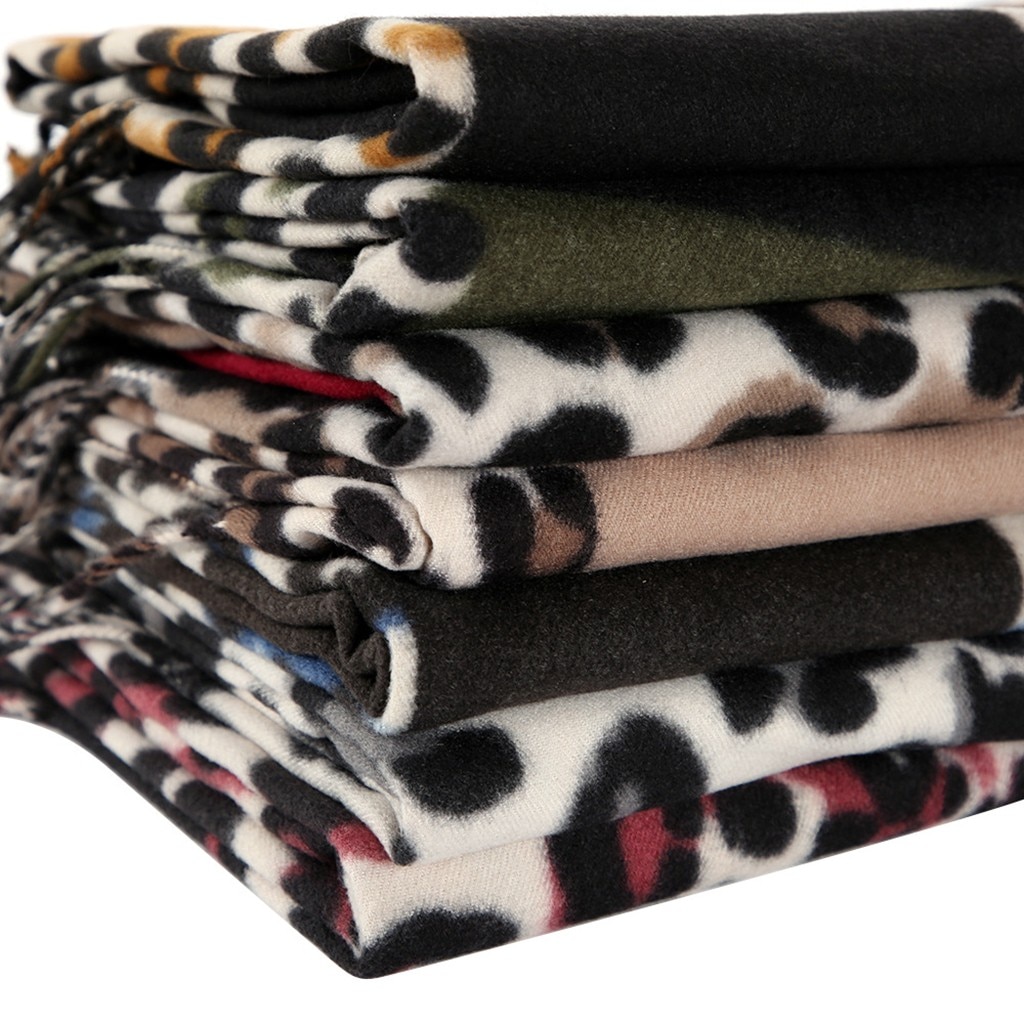 Leopard print winter women wool Brand shawl hijab luxury for ladies long scarves thick oversize pashmina#g3