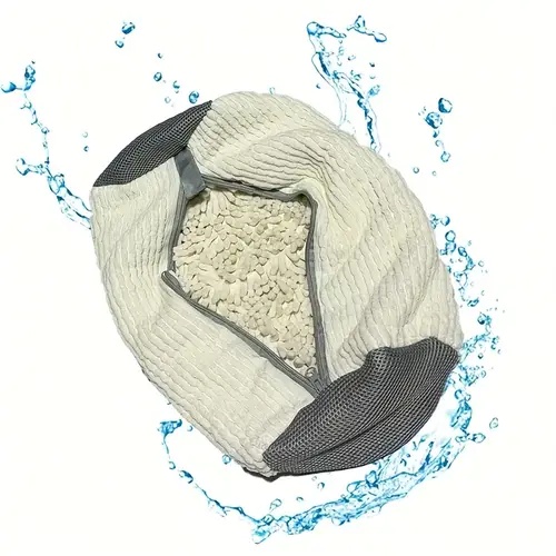 1pc Durable Shoe Washing Machine Bag for All Shoe Types - Yellow with Blue Zipper, Oval Protective Laundry Bag with Rich Fluff I: WHITE