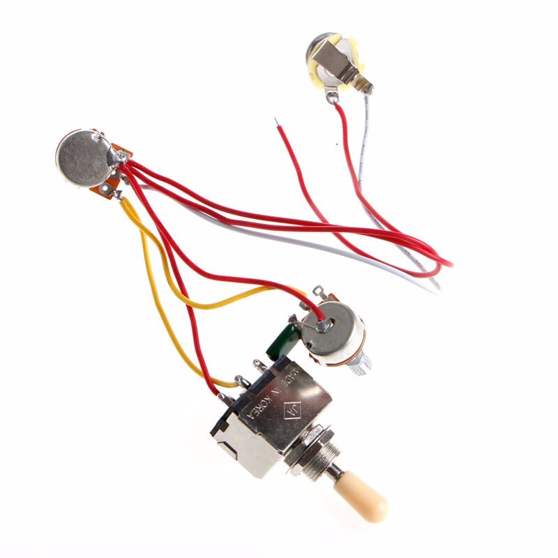 Arnés de cableado de guitarra, interruptor de palanca de 3 vías 1V1T 500k, Conector de tono de volumen para LP,