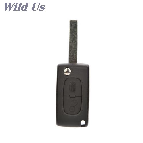 2 knappar fällbar nyckel skal plast fjärr bilnyckel skal lock nyckel skal byte peugeot 207 307 308