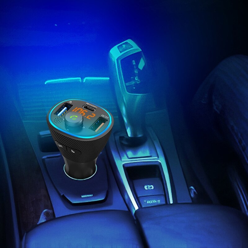 Car Kit Handsfree Wireless FM Transmitter PD18W& QC3.0 One Key Bass Bass Music XXFF