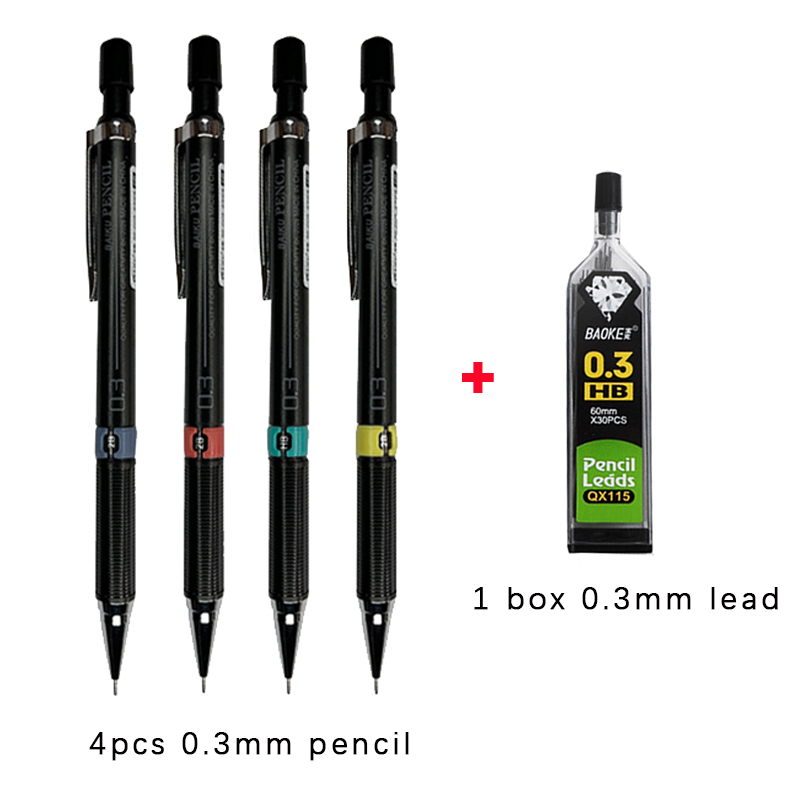 Lápiz mecánico con juego de cables, lápices automáticos para estudiantes con de borrador, suministros de escritura y pintura escolar, 0,3/0,5/0,7/0,9mm: Morado