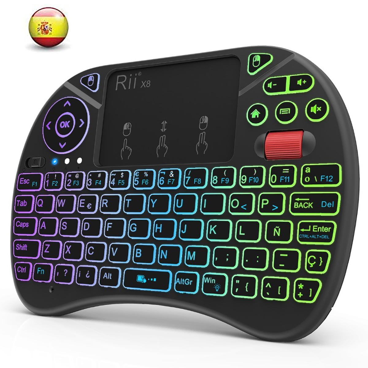Mini keyboard Rii X8 2.4GHz Wireless keyboard with Touchpad Backlit for PC/Android TV box/IPad: Navy Blue