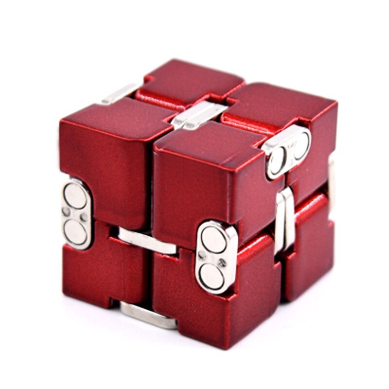 WINCOTEK Premium Metallo Infinity Cubo Giocattolo Lo Stress Mitigatore di Alluminio Deformazione Cubo Magico Giocattoli per chilren per EDC Ansia: Red