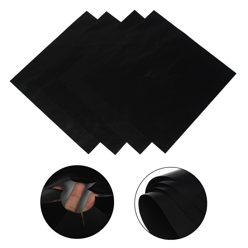 2/4Pcs Universal Oven Liner Gas Hob Protector Sheets Square Heat Resistant Burner Cooker Protector Washable Reusable Pad: Black 4pc