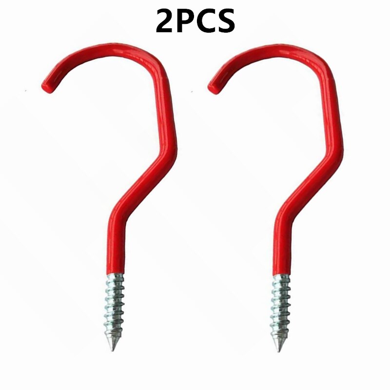 Bike Hooks,Heavy Duty Bicycle Storage Hooks Set,Screw-in Utility Storage Hangers Shed Garage Garden Hook Plastic Coated for Wall: Red