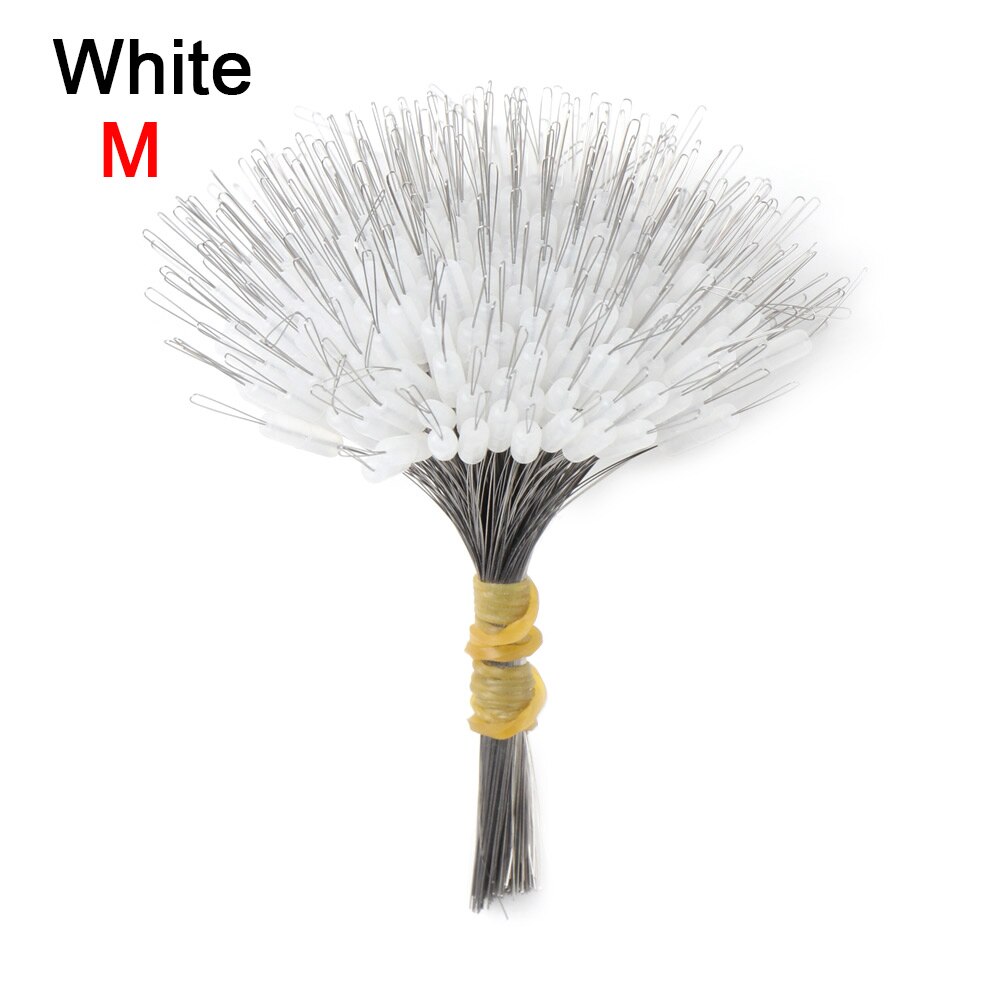 Bloc de pêche flottant en Silicone, 3 tailles, connecteur de haricot spatial, résistance de ligne de pêche, accessoires, 300 pièces/paquet: white M