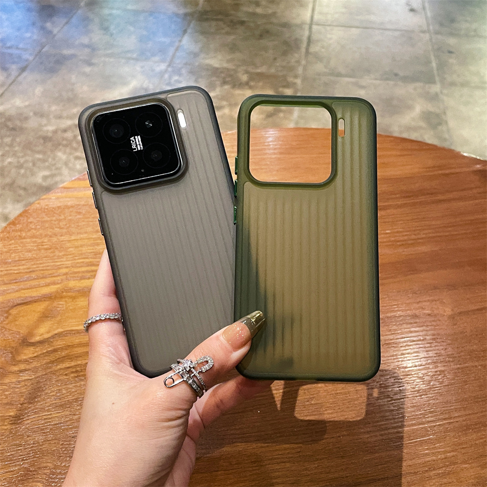 Luxe Gegolfd Patroon Matte Harde Telefoon Case Voor Xiaomi Mi 15 Pro 13 14 Pro Anti-vingerafdruk Clear Shockproof bumper PC Cover